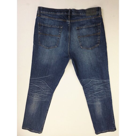 Lucky Brand Size 38X30 Mens 223 Straight Blue Denim pocket Logo Tag Jeans - Picture 1 of 13
